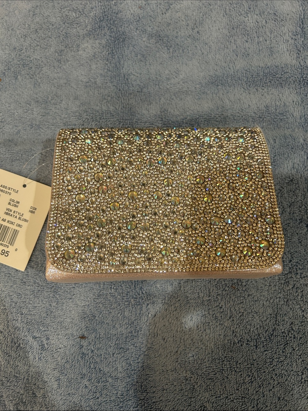 David's Bridal Blush Crystal Sequin Clutch  (NWT)
